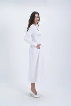 Robe mi-longue évasée en coton