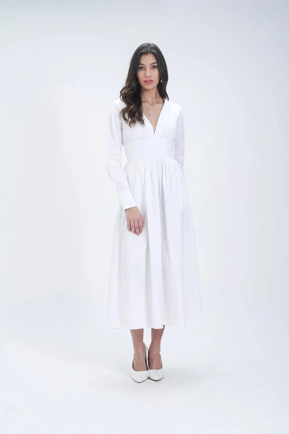 Robe mi-longue évasée en coton