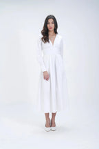 Robe mi-longue évasée en coton