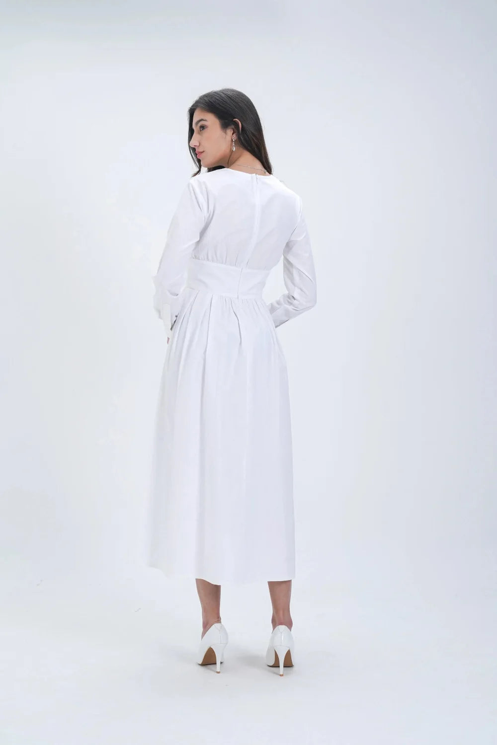Robe mi-longue évasée en coton