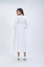 Robe mi-longue évasée en coton