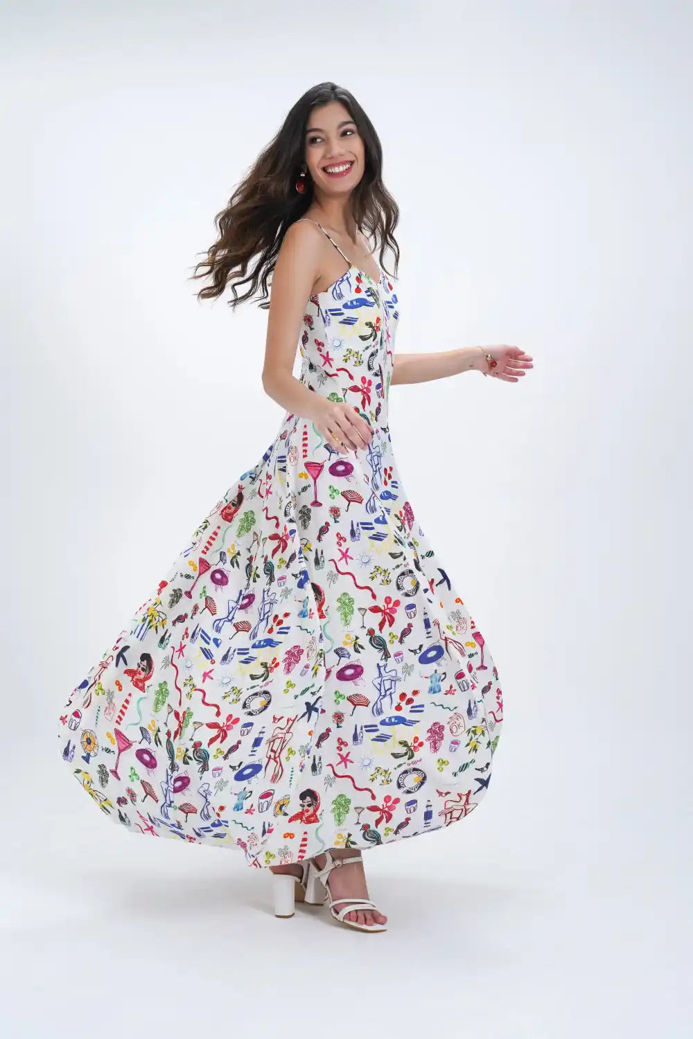 Robe longue d'été à rabat en lin