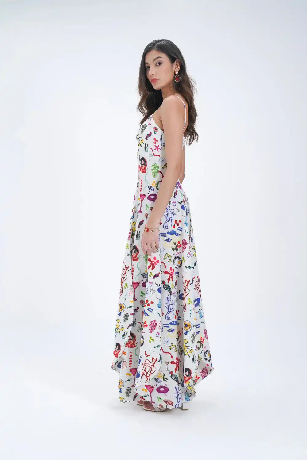 Robe longue d'été à rabat en lin