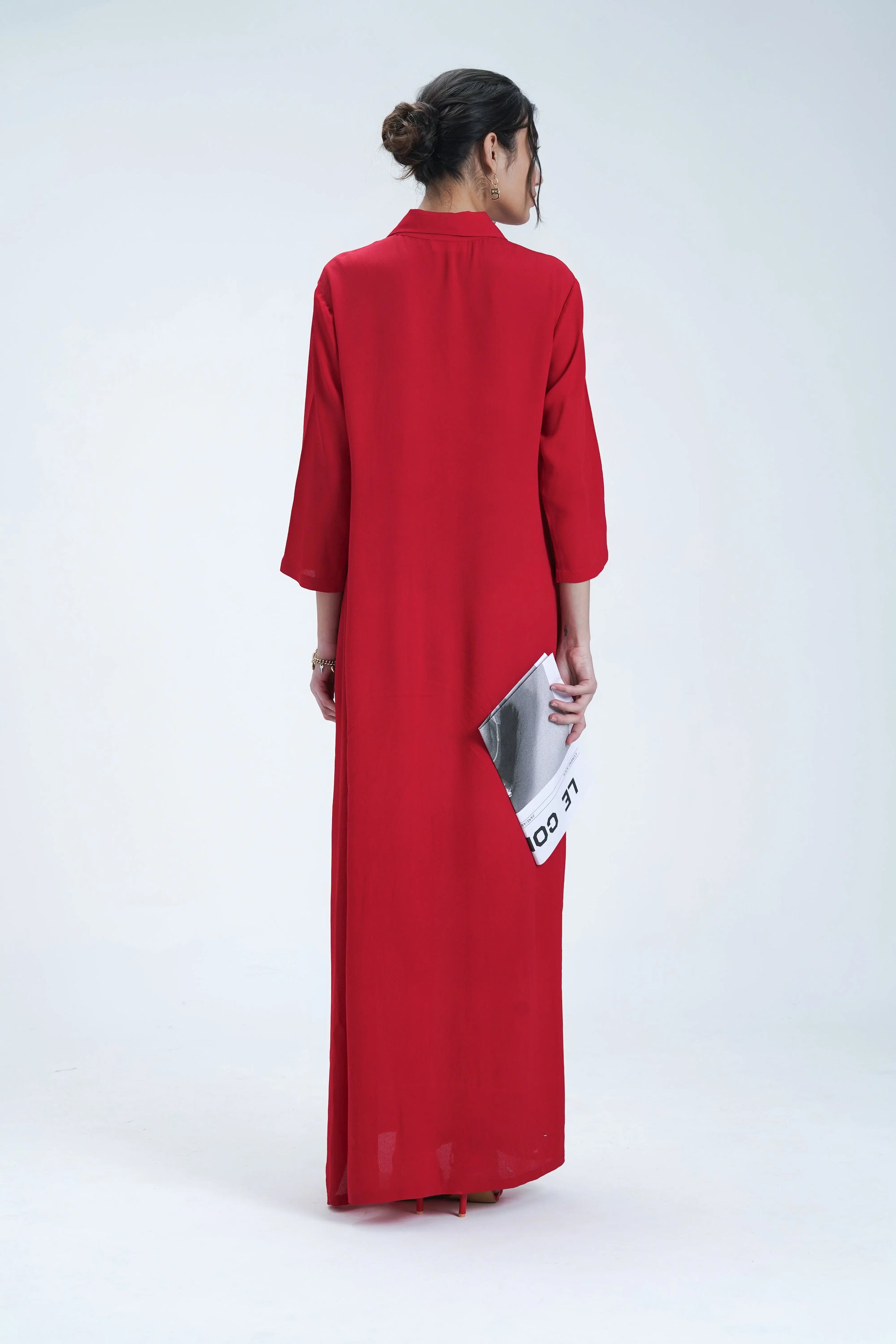 Long Relaxed Red Shirt Dress Le Concept