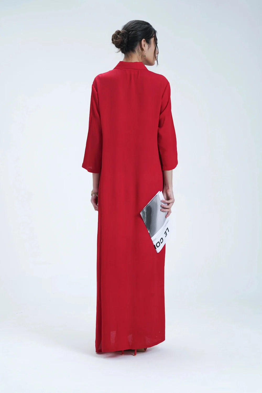 Long Relaxed Red Shirt Dress