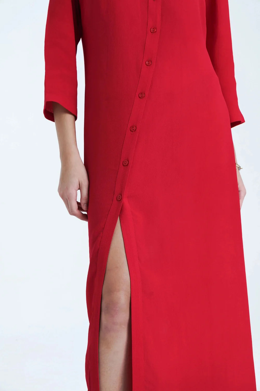 Robe chemise longue décontractée rouge