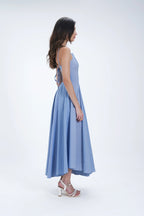 Mid-Length Cotton Eyelet Flared Dress