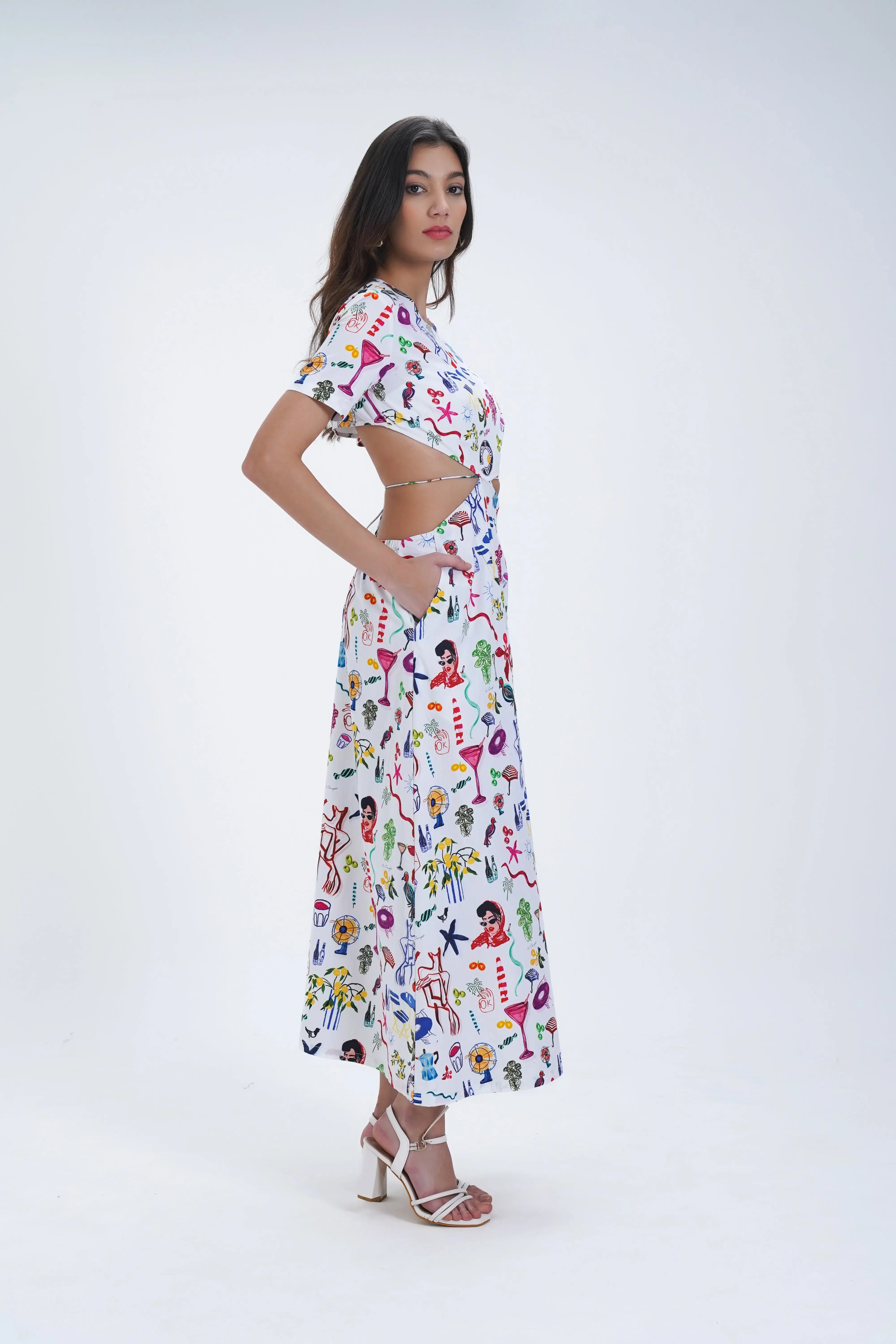 Mid Length Cut-Out Cotton Dress Le Concept