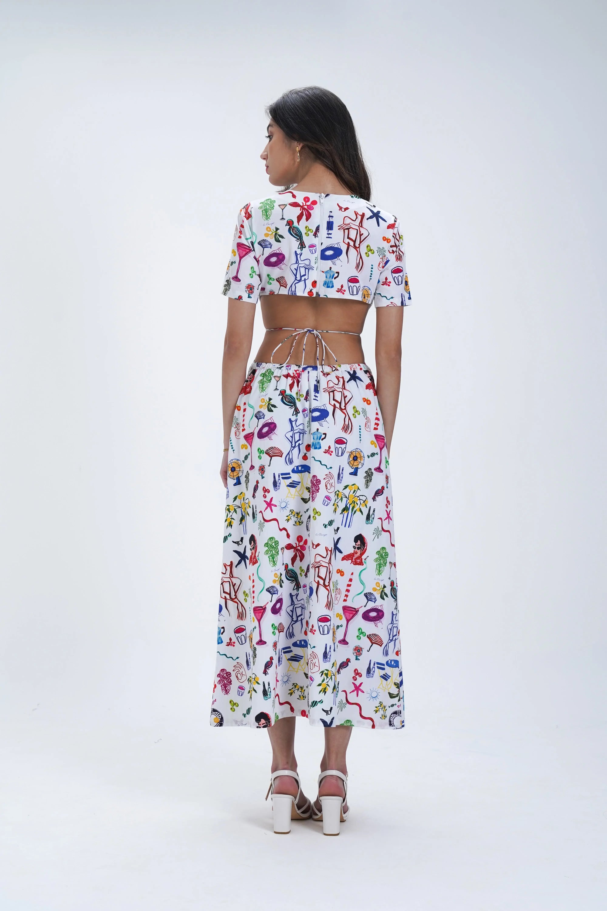 Mid Length Cut-Out Cotton Dress Le Concept