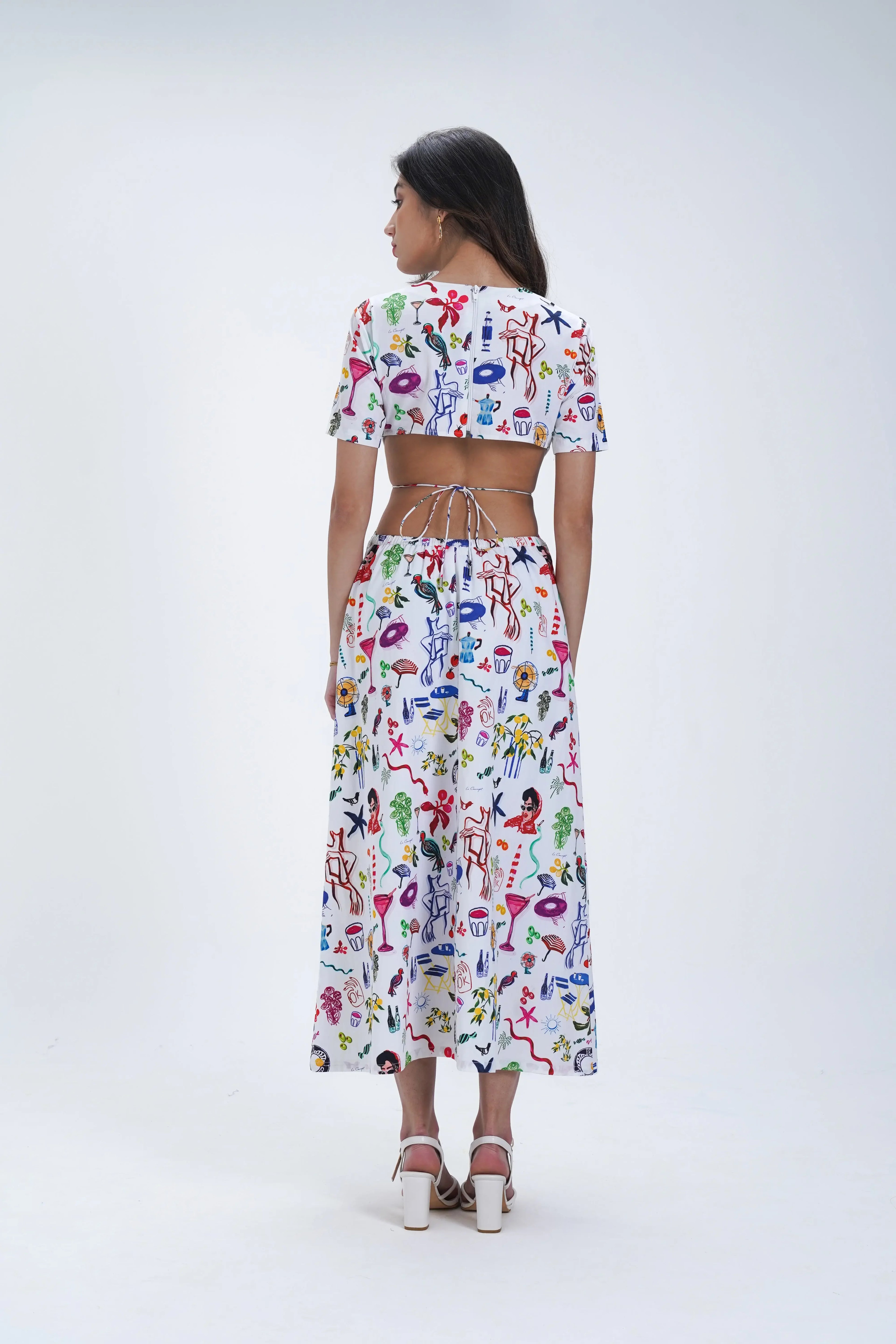 Mid Length Cut-Out Cotton Dress Le Concept