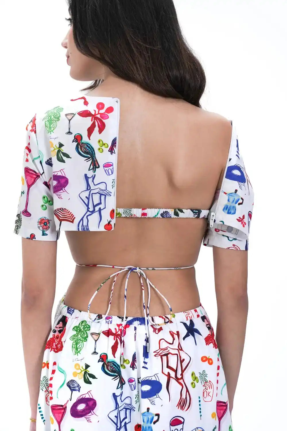 Robe mi-longue en coton à découpes