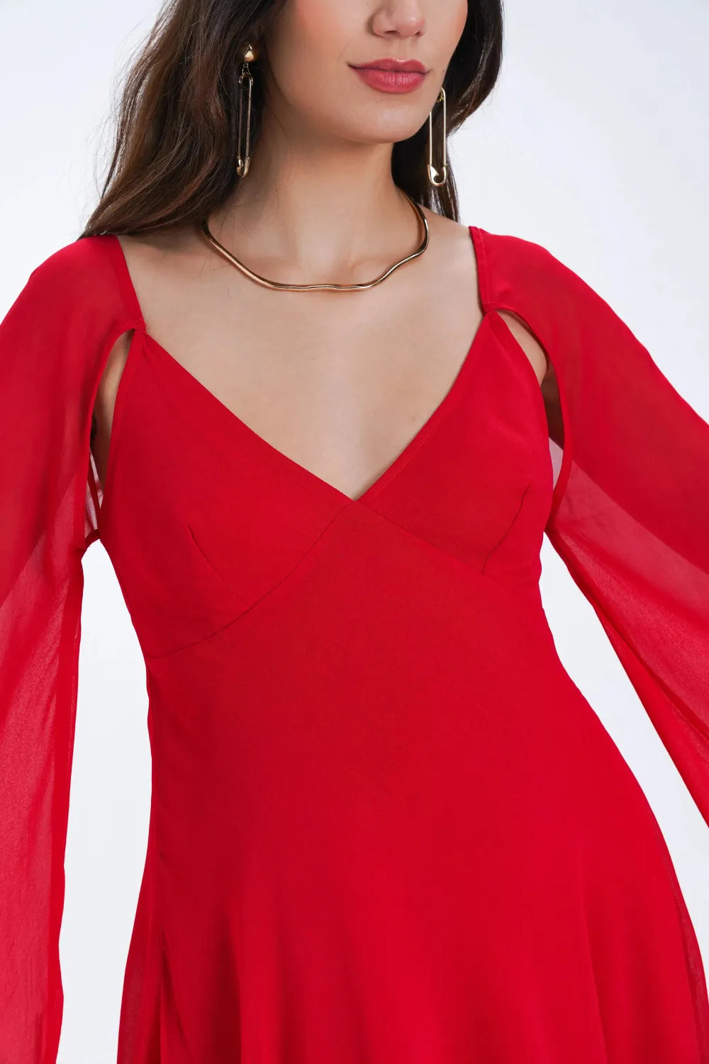 Romantic Ruffled Mini Dress in Georgette