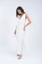 Robe longue transparente à fleurs blanche Saint Tropez